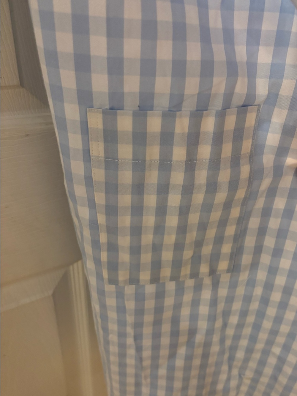 HTF!  PETITE PLUME New with tags- Light Blue Gingham Hospital Gown L/XL - Picture 5 of 12